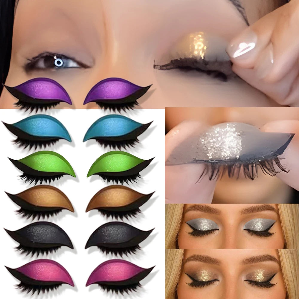 Reusable 1 Pair Lazy Eye Shadow Eyelash Patch 2-In-1 Eye Makeup Sticker With False Lashes & Shadow Waterproof Cosmetic Tools