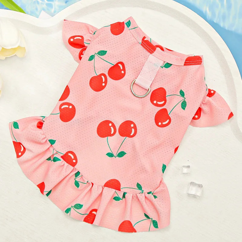 Dog Clothes Summer Floral Costume Lace Dresses For Small Dogs Dachshund Yorkshire Sleeveless Vest Puppy Hoodies Dress Apparel XS