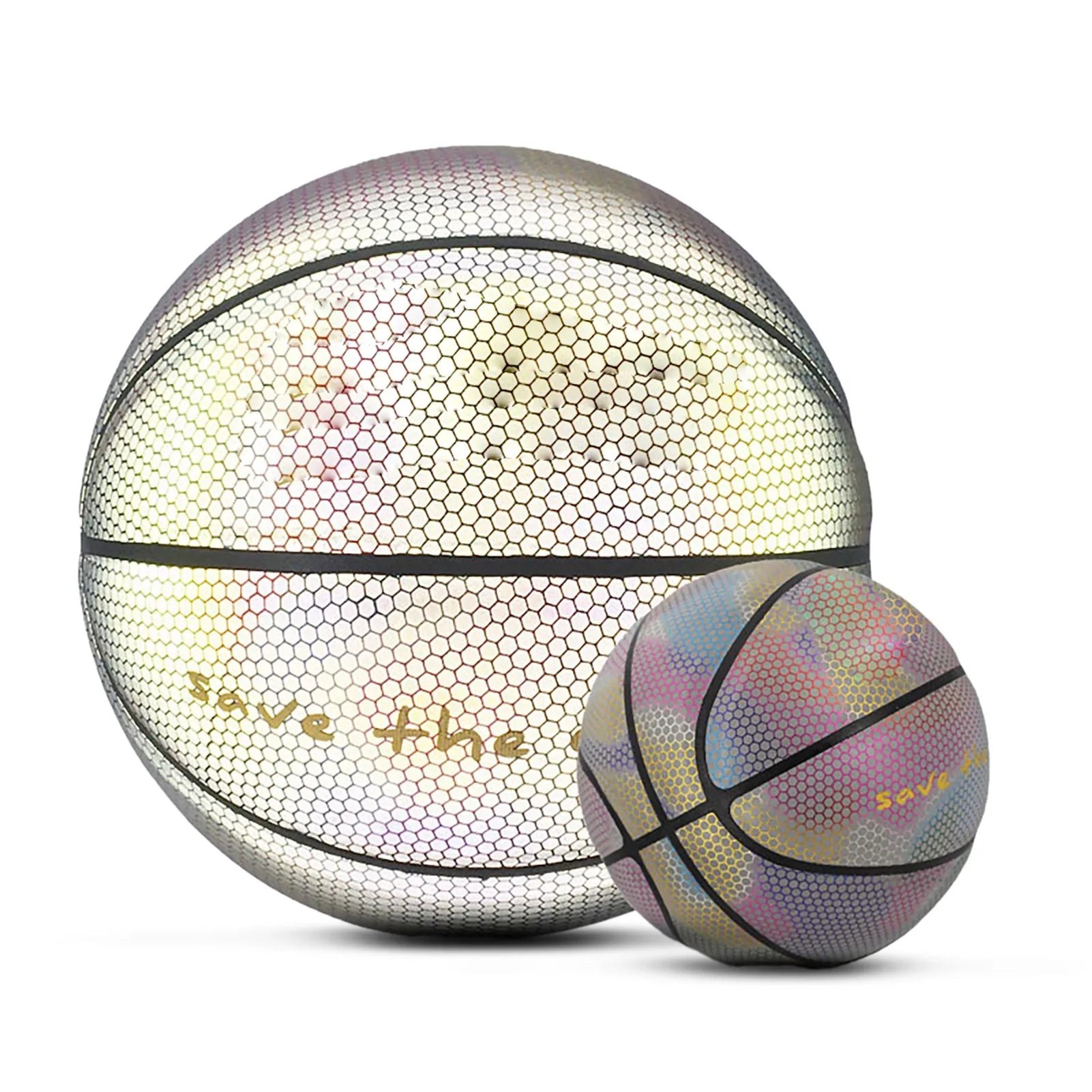 Holographic Glowing Reflective Basketball Size 7 Wear Resist PU Luminous Basket Ball for Adults Reflective Glowing Basketball