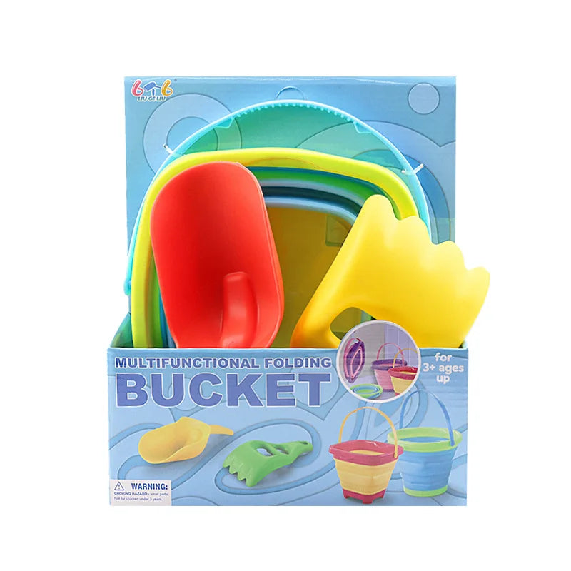 Children Beach Bucket Foldable Sand Toy Portable Play Summer Beach Water Game Telescopic Bucket Kids Toys Multi Purpose Storage
