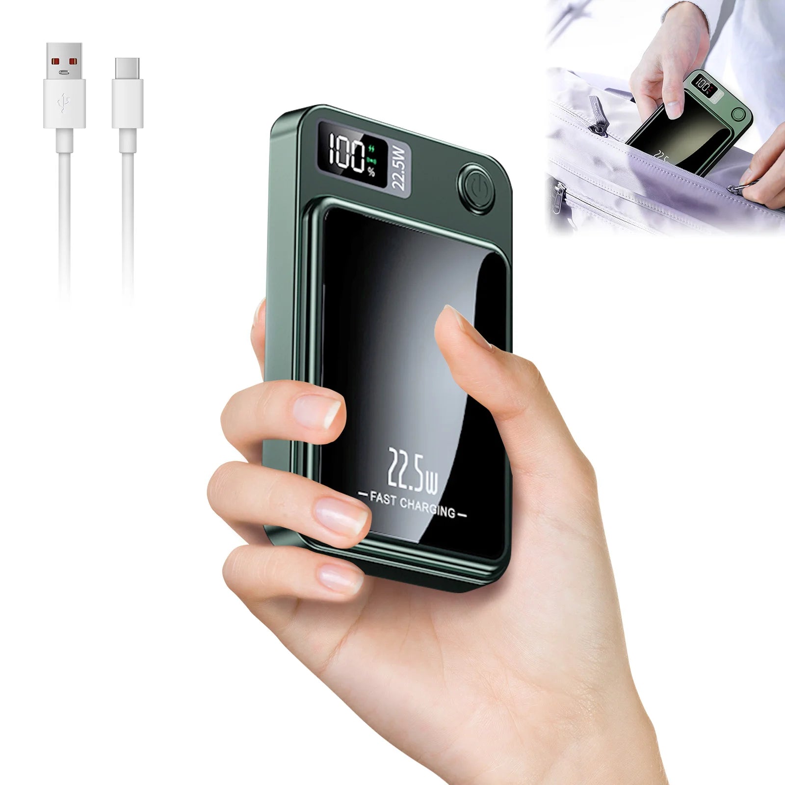 10000mAh Power Bank Magnetic Wireless Charger PD 22.5W Fast Charging for iPhone 15/14/13/12/Pro Max/Pro/Plus/Mini/ AirPods 3/2