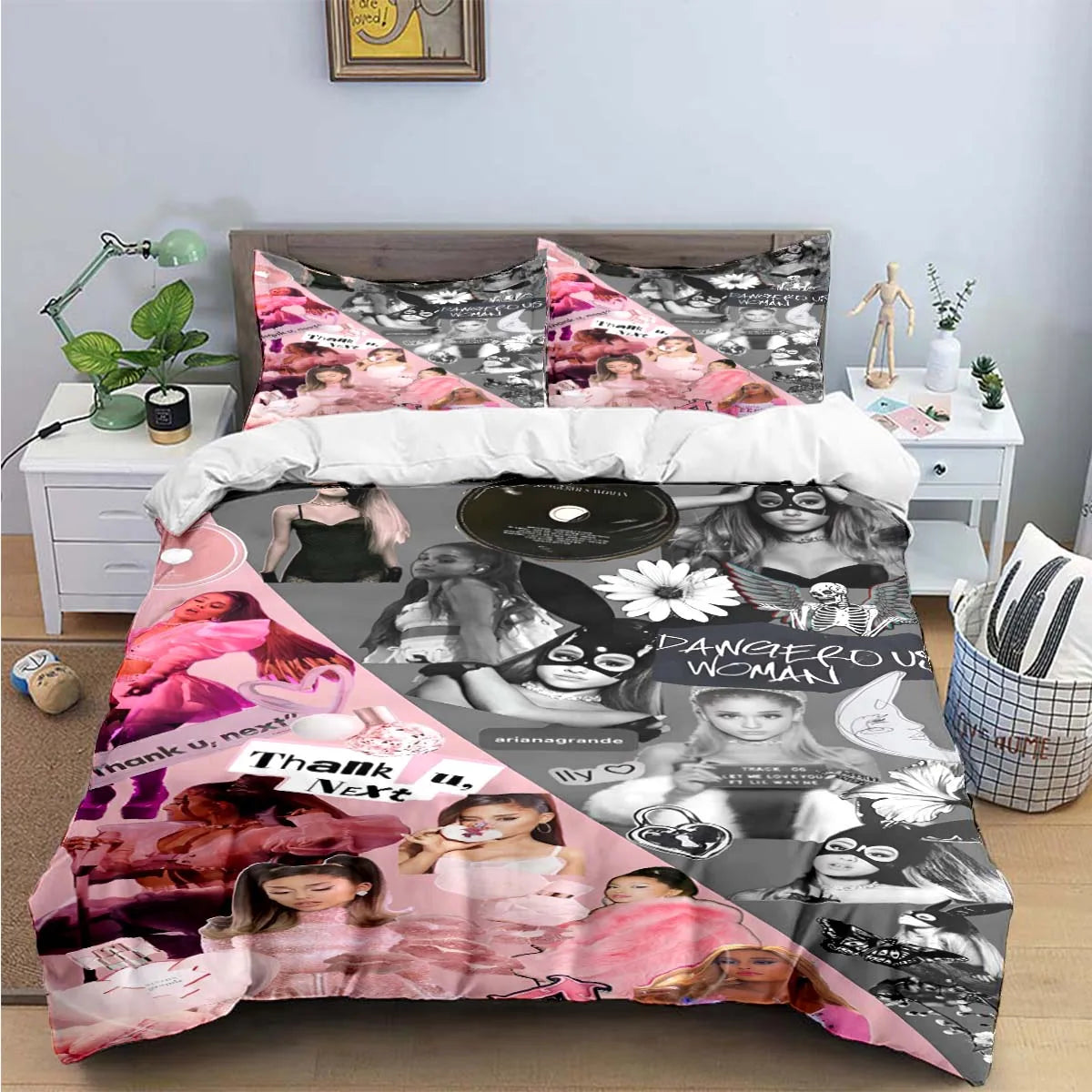 Fashion Pop Singer A-Ariana G-Grande Print Bedding Sets Bed Supplies Set Duvet Cover Bed Comforter Set Bedding Set Luxury Gift