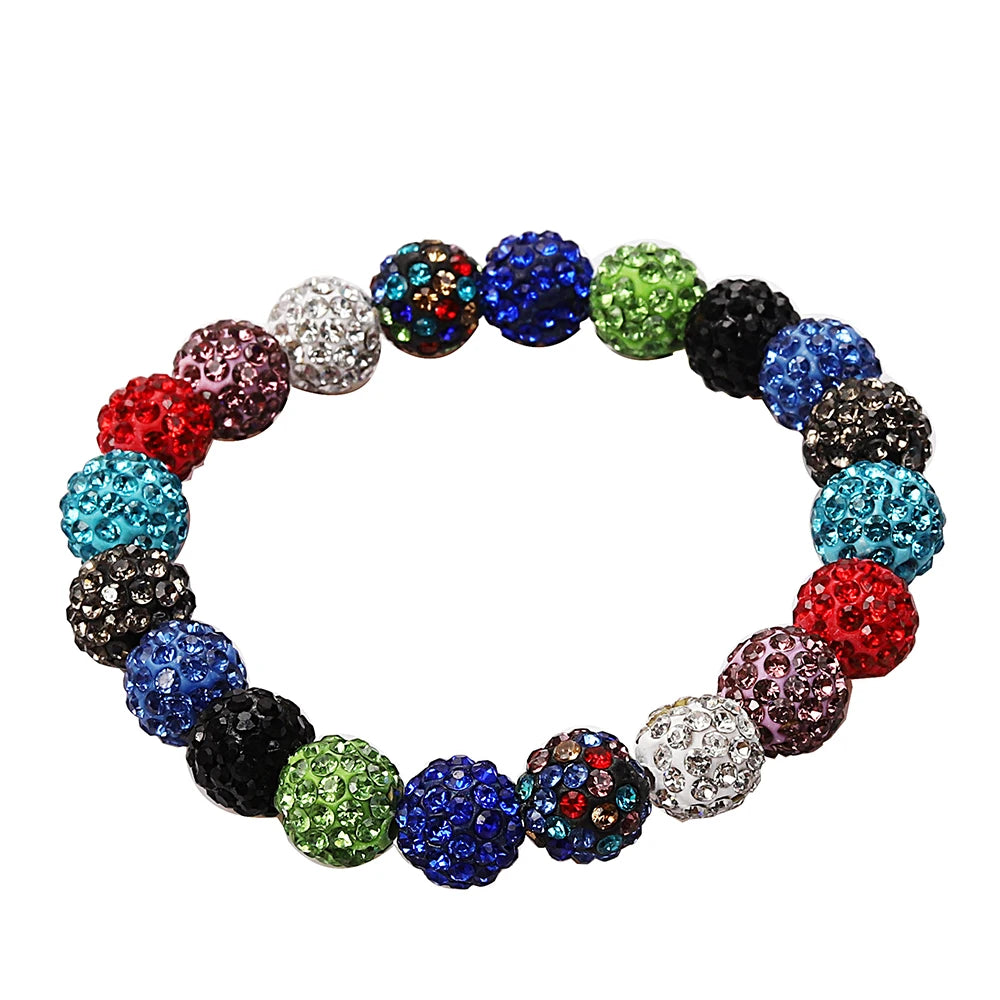 QIANBEI Multicolor Six Rows Rhinestone Ball Casual Fashion Elastic Cord Bracelets For Women Bracelet Jewelry Hot