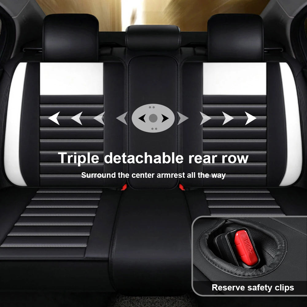 5-Seats PU Leather Car Seat Covers Full set Universal Front Rear Seat Cushion Anti-scratch Protection Four Seasons