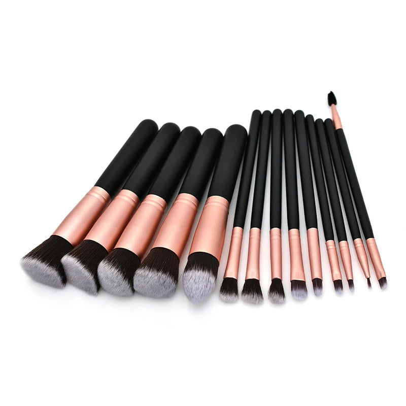 14Pcs Makeup Brush Set for Beginners Soft Bristle Powder Brush Blush Eye Shadow Beauty Tools, Buy 14pcs Brush Get 1 Free Sponge