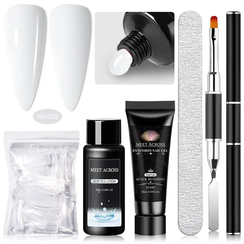 MEET ACROSS 5PCS/SET Extension Gel For Nails Finger Extension Gel Manicure Slip Solution Acrylic Nail Art Varnish DIY Tool