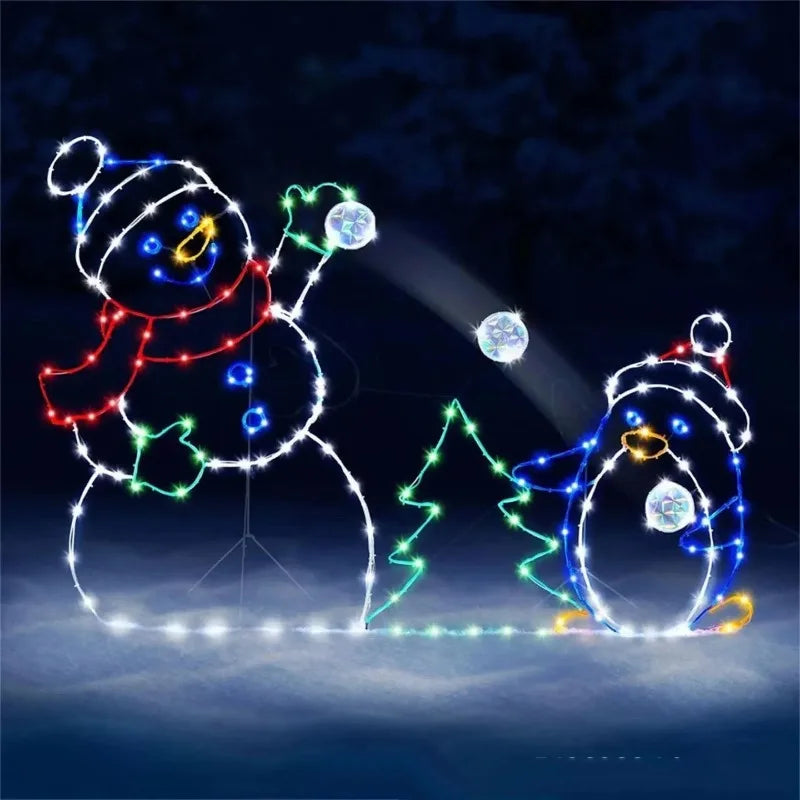 Solar Powered Animated Snowball Light LED Glowing Snowman Christmas Waterproof for Outdoor Garden Yard Xmas Ornament Gift Idea