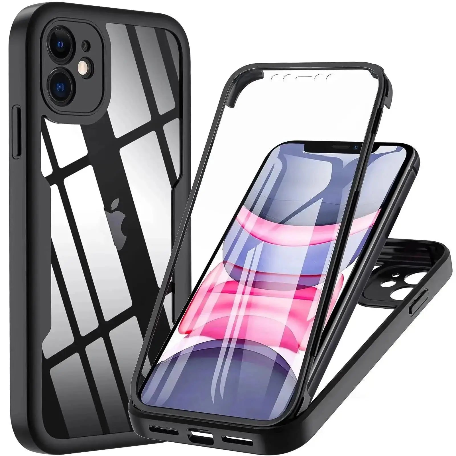 360 Full Body Front+Back Clear Case For iPhone 16 15 14 13 11 12 Pro Max XS X XR 7 8 Plus SE 2022 Silicone  Shockproof Cover