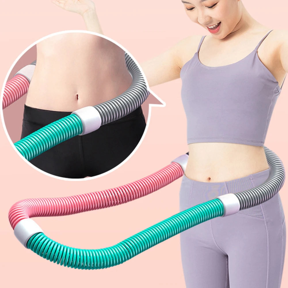 Weighted Fitness Hoop Portable Soft Spring Hoop Quiet Design Foldable Waist Toning Hoop Belly Exercise Hoop for Cardio Exercise