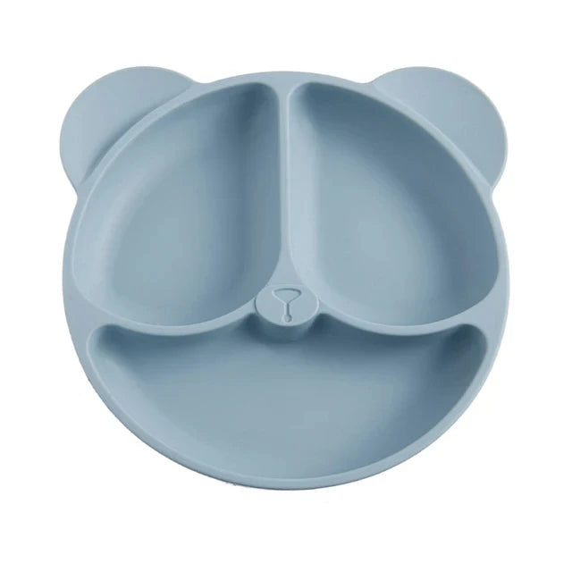 2024New Baby Safe  Silicone Suker Plate Cartoon Children Dishes Feeding Toddler Training Tableware Retro Kids Smile Face Plate