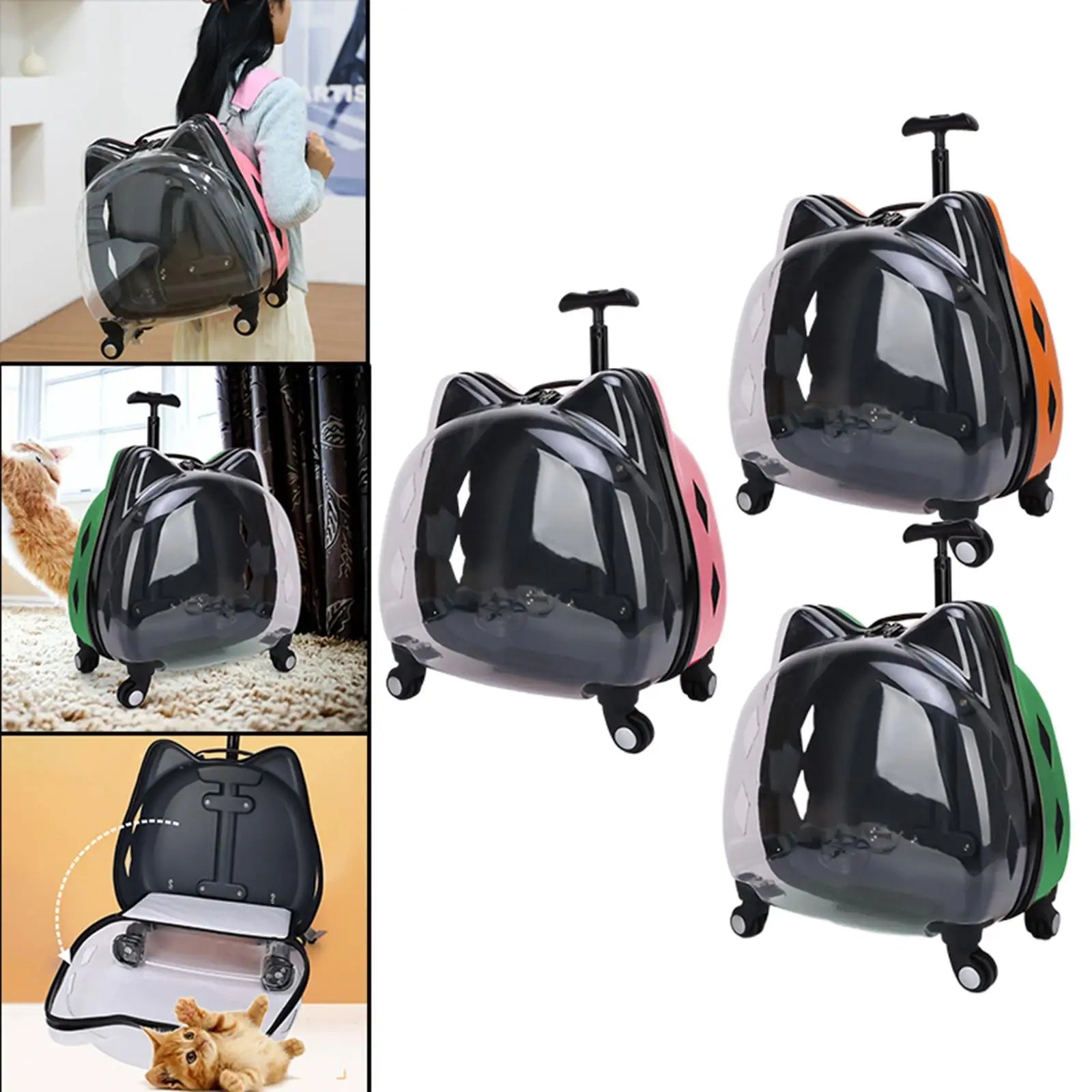 Pet Rolling Carrier, Dog Backpack with Wheels, Cats, Puppy Travel Bag with Wheels, Dog Trolley