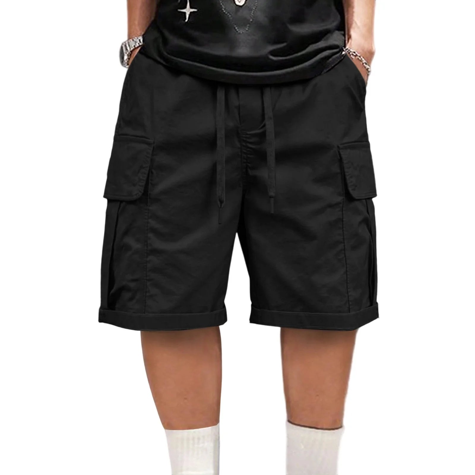 Men s Lightweight Quick Dry Cargo Shorts with Elastic Waistband and Multiple Pockets for Outdoor Activities