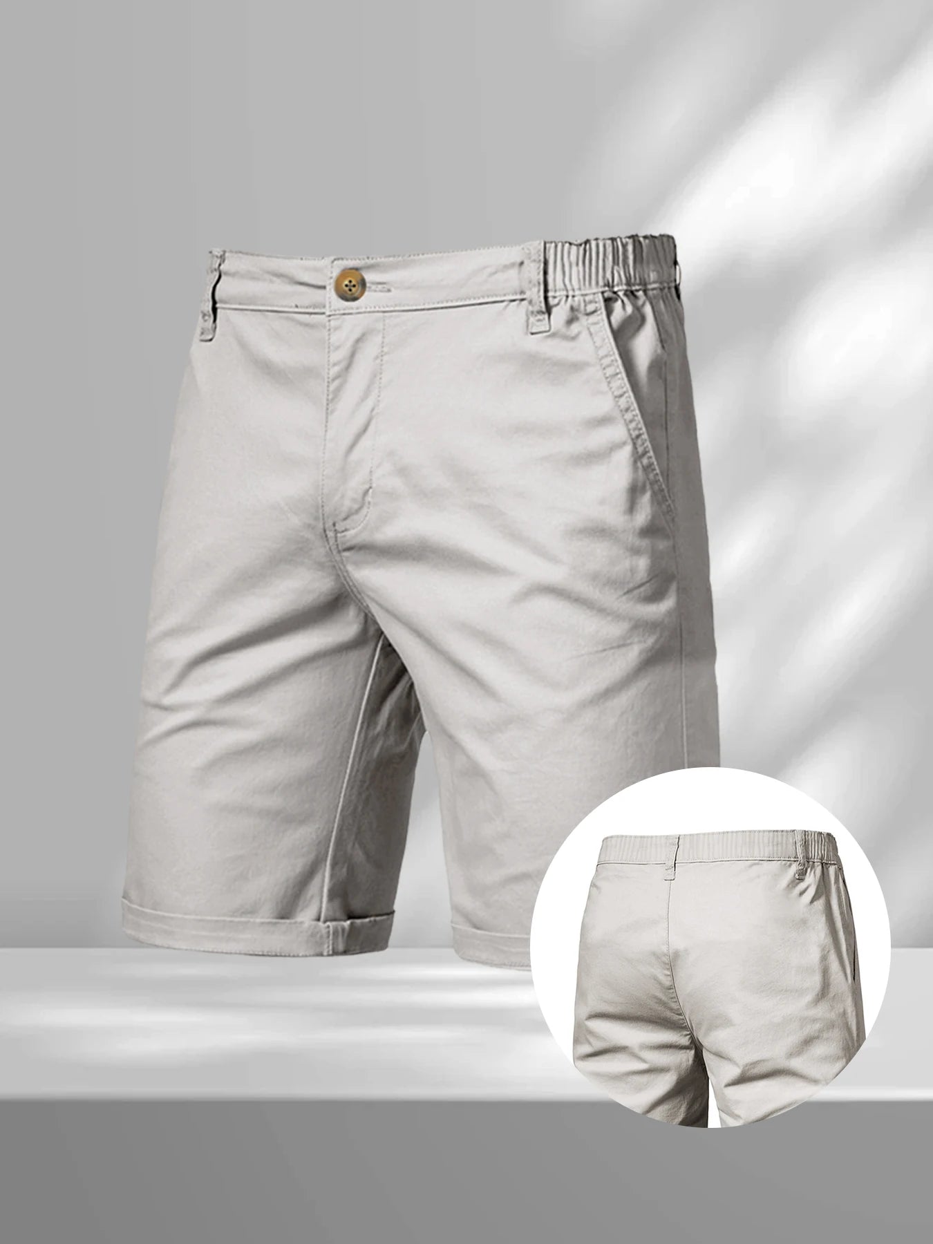 Summer Men's Cargo Shorts Solid Color Casual Cotton Short Jogging Climbing Sports Short Elastic Waist Male Jogger Work Shorts