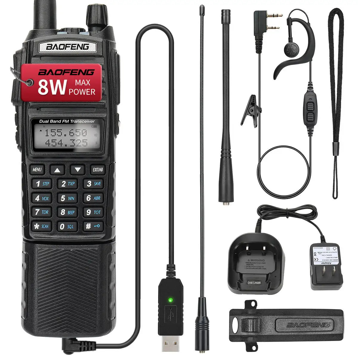 1/2PCS BAOFENG UV-82 8W Walkie Talkie 3800mAh Battery UV82 Dual Band VHF UHF Long Range Emergency Ham Radio Station for Outdoor