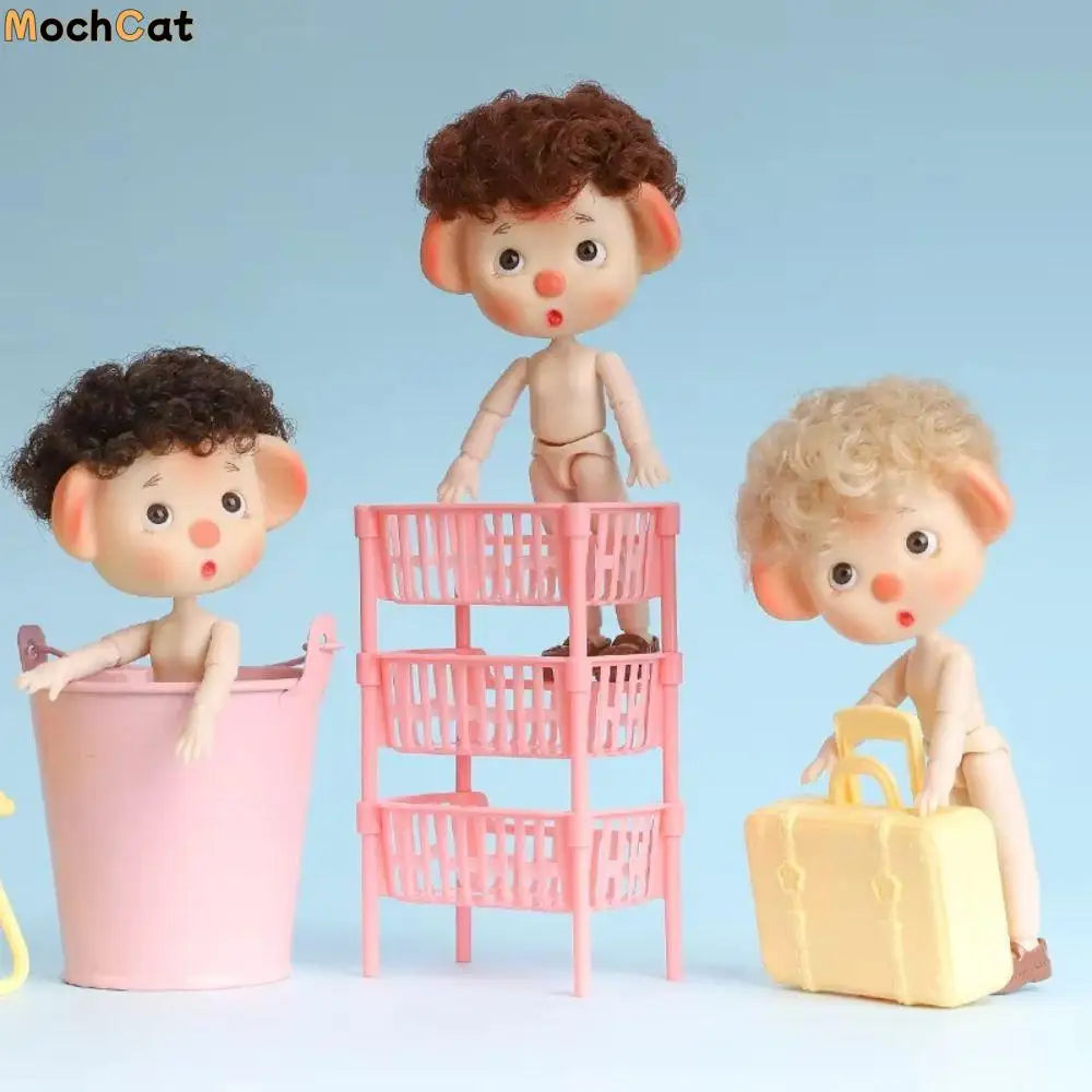 Beautiful 1/12 BJD Movable Joint Doll Body Toys Moveable Nude 12 Ball Jointed Doll Pig Head 3D Doll Head with Hair Gift