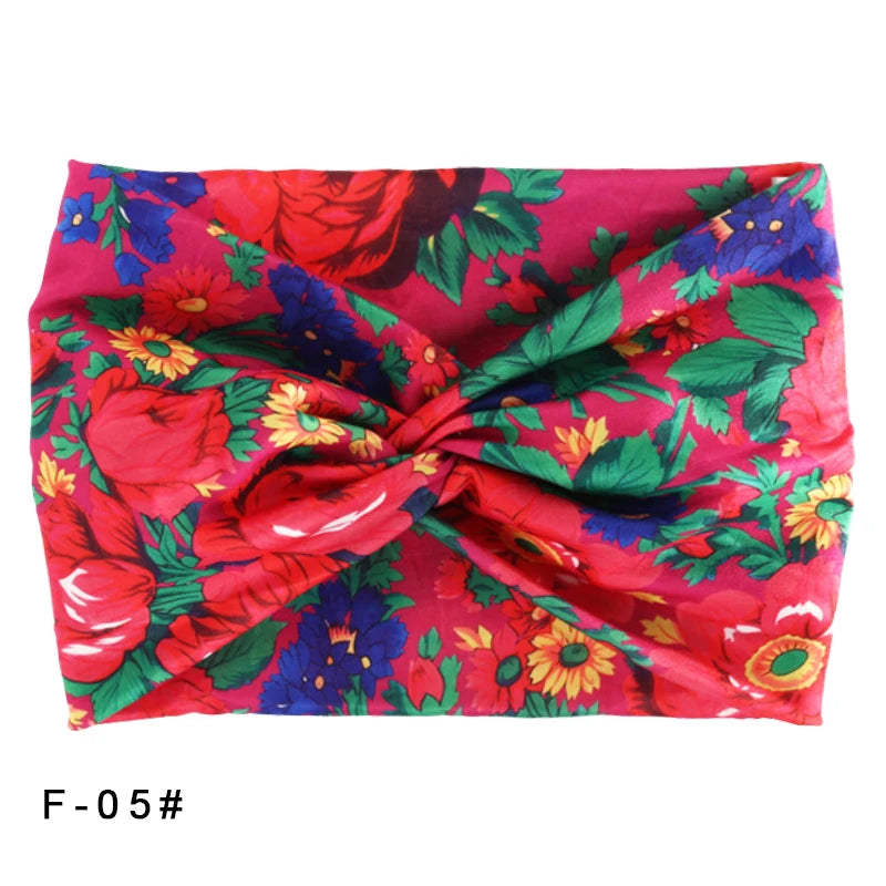 Printed Wide Elastic Headband Pilates Yoga  Running Cycling Hairband Turban Makeup Hair Hoop Makeup Headwrap for Women Girl