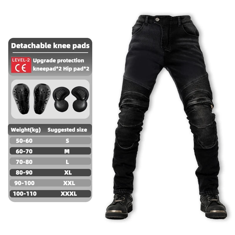 New Winter Motorcycle Kevlar Black Jeans Motorbike elasticity Ride Trousers Motocross Men Equipemt Winter warm Riding Pants