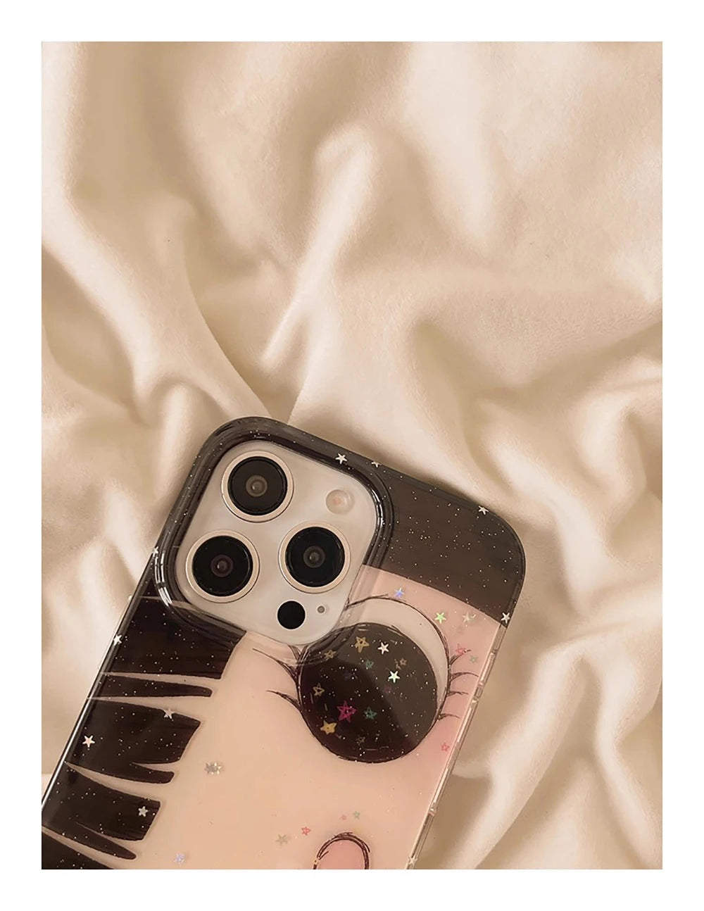 Cartoon Anime Shinning Eyes Cute Phone Case for IPhone 17 16 15 14 13 Pro Max Girl Glittering Big Eyes Back Phone Cover Capa