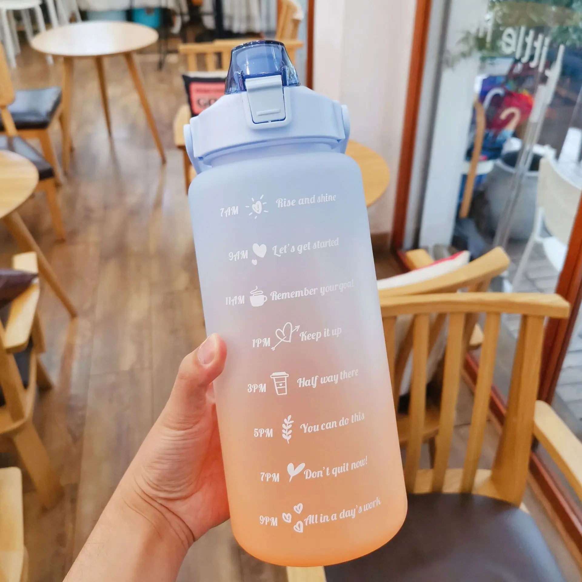 2000ml Sports Drinking Bottles with Time Marker Men Women Water Bottle with Straw Large Capacity Outdoor Cup Fitness Drinkware