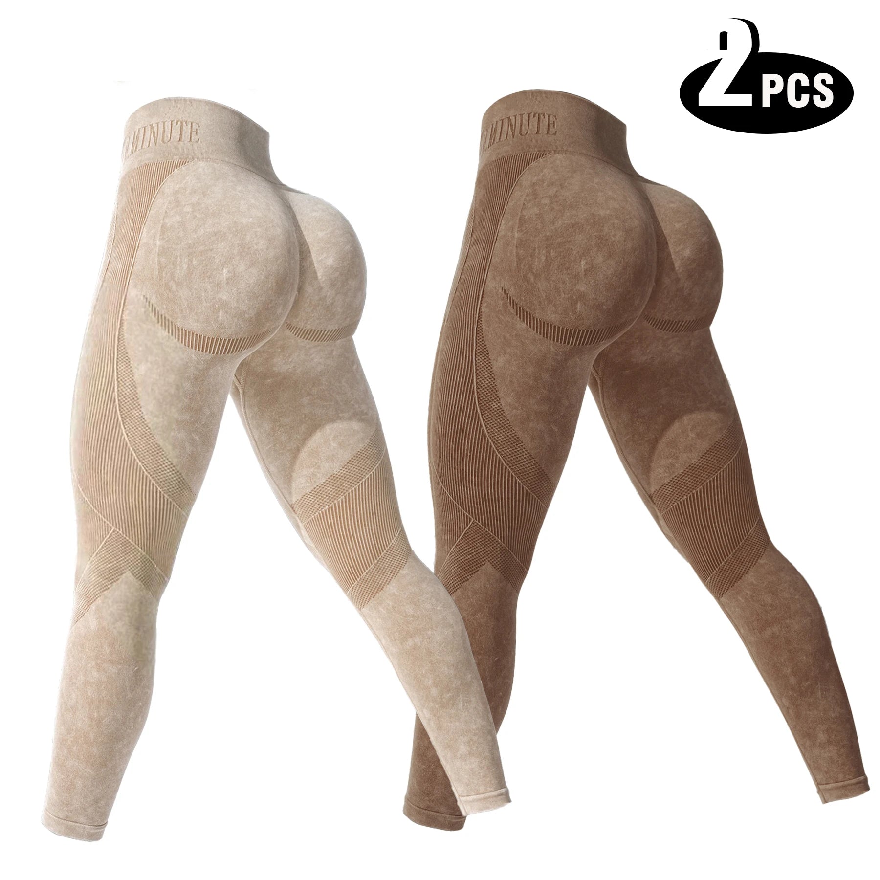 2 Pack Women's High Waisted Sexy Butt Lifting Seamless Solid Color Yoga Leggings Elastic And Breathable Fitness Sports Pants