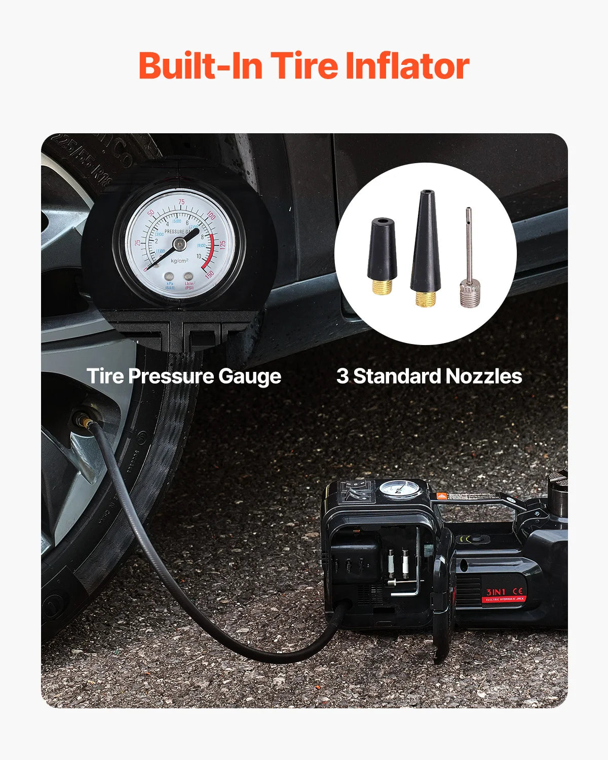 SucceBuy 5T Electric Car Jack Electric Scissor Jack 12V Tire Changer with Electric Impact Wrench & LED Light for Sedan SUV Truck