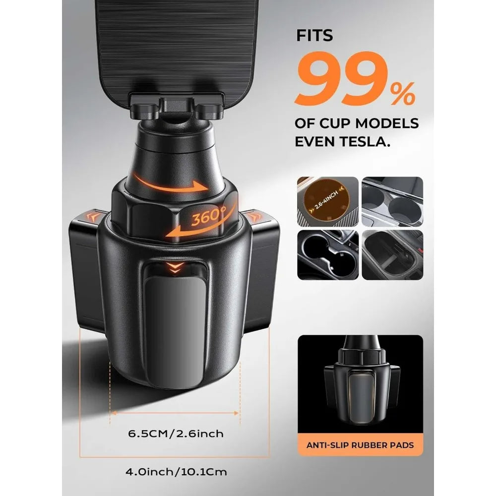 Upgraded Cup Phone Holder – 360° Adjustable Fits all 4-7" Phones in Cars golf Carts & Cradles Universal Car Mount.Car Holder