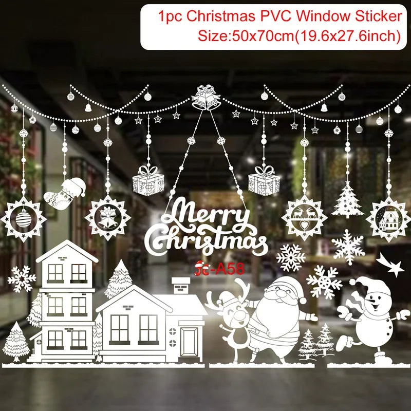 Christmas Window Stickers Christmas Wall Sticker Kids Room Wall Decals Merry Christmas Decorations For Home New Year Stickers