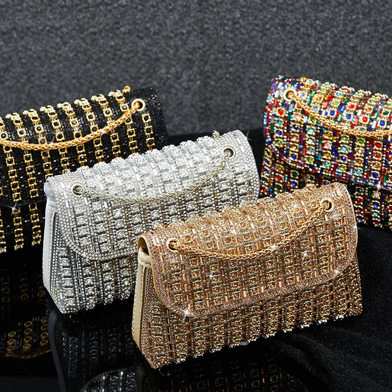 Gold Diamond Clutch Bag Fashionable Luxury Designer Evening Purse for Women Versatile Handbag Shoulder Bag Wallets for Women