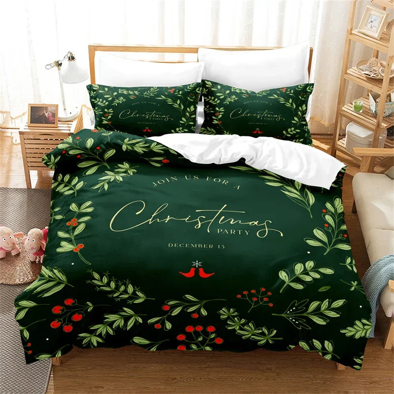 Christmas Green Duvet Cover Fashion Girls Boys Bedding Set Queen Double Bed Set Comforter Set Children Bedding Duvet Cover