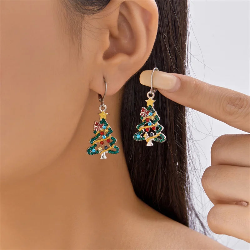 Cute Nutcracker Soldier Pendant Earrings For Women Shiny Rhinestone Imitation Pearl Elegant Earrings Christmas New Year Jewelry