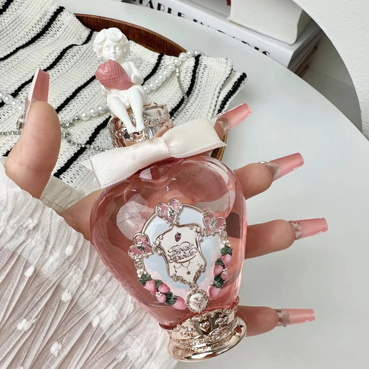 Flower Knows 9th Anniversary Limited Edition Luxury Vanity Mirror with Paddle Hair Brush And Brush Holder Set for Makeup Desk