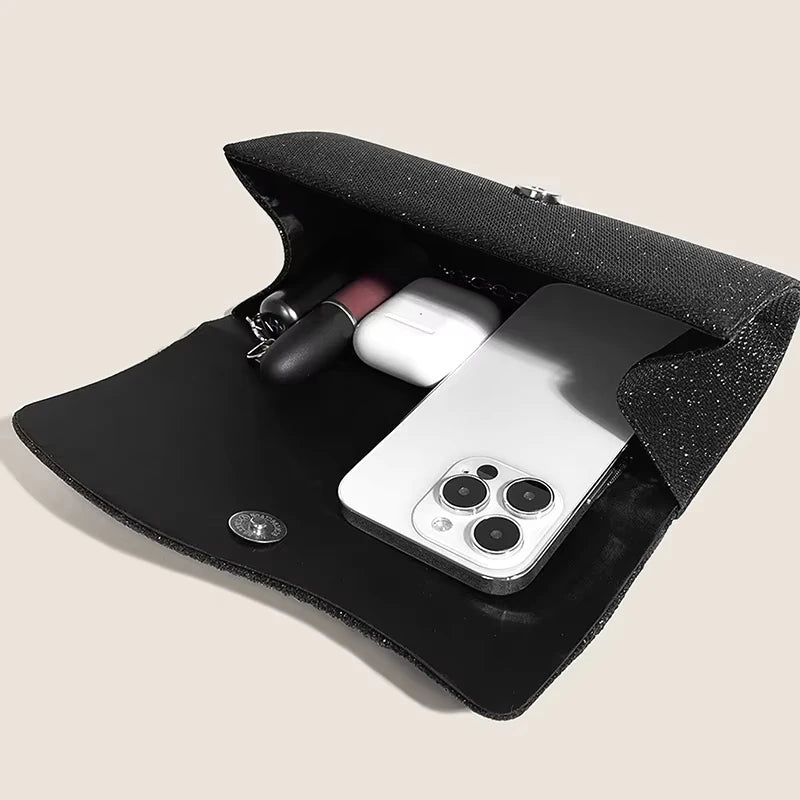 Female Fashionable  Pleated Evening Bag Diamond Wedding Clutch Purse with Long Chain Elegant Party Envelope Hangbag