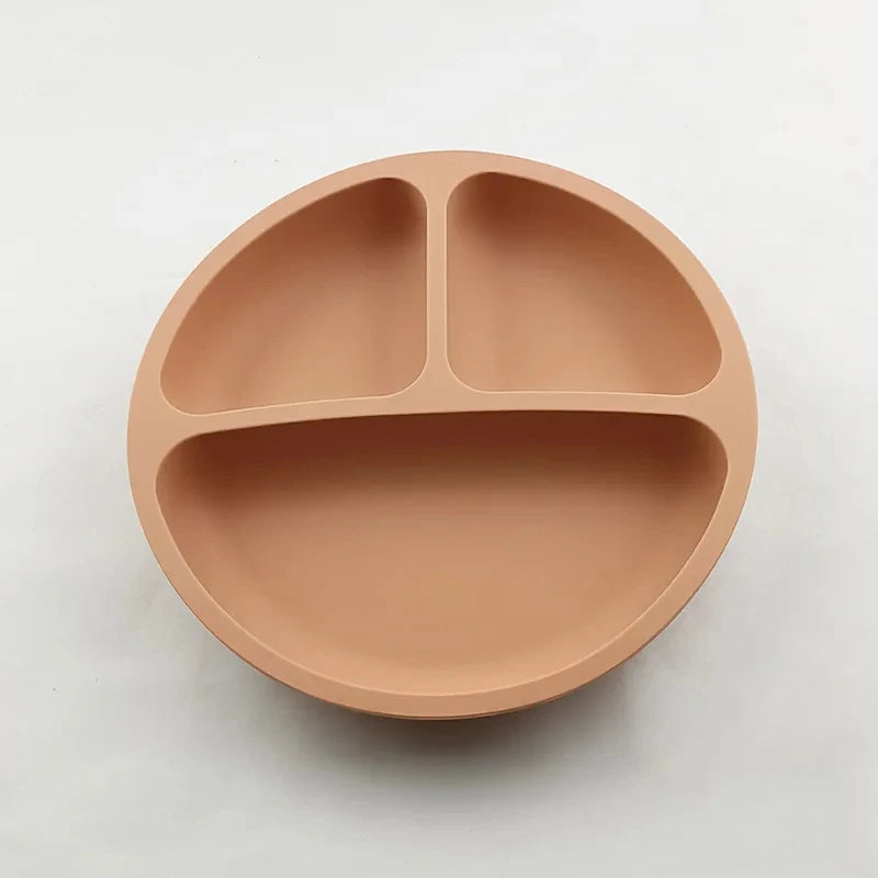 2024New Baby Safe  Silicone Suker Plate Cartoon Children Dishes Feeding Toddler Training Tableware Retro Kids Smile Face Plate