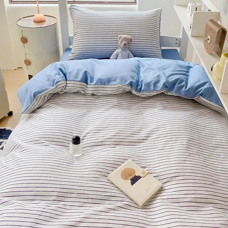 3pcs washed comforter Set for Bedroom Apartment Student dormitory Simple popular multi-size (1pcQuilt cover +2pcs pillowcase)