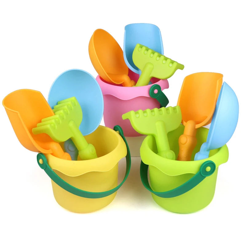 4Pcs/Set Beach Toy Set for Kids Soft Rubber Play Sand Tools Sand Bucket Beach Shovel Toys Summer Children Playing with Sand Toys