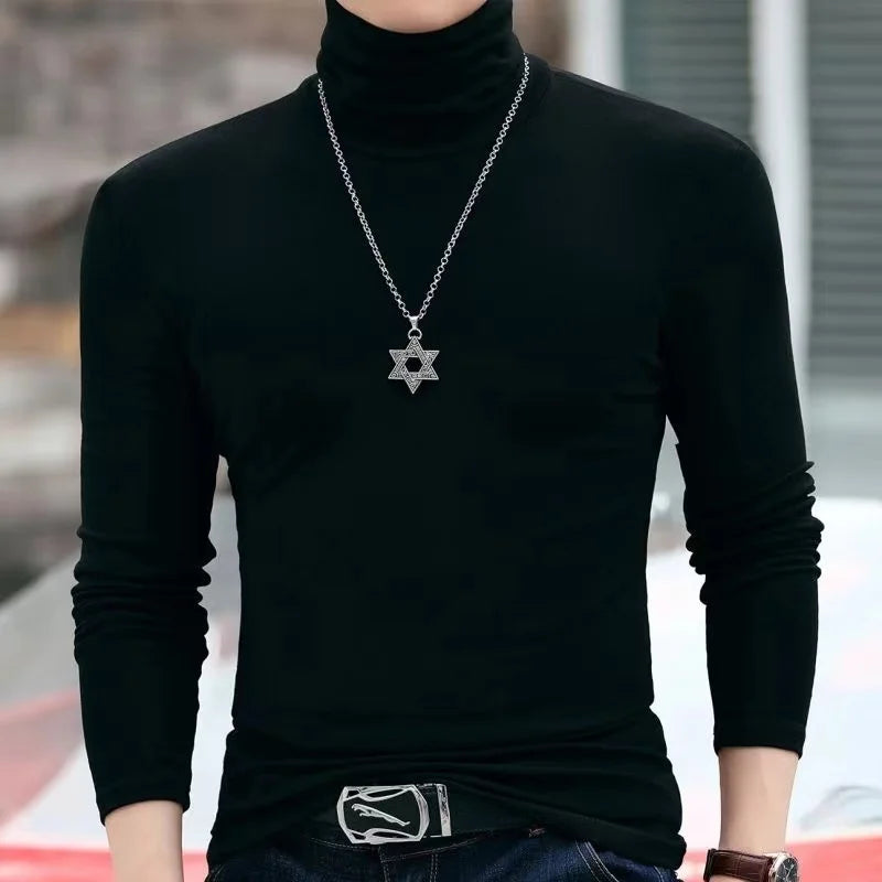 Autumn Winter Mens Turtleneck Sweaters Casual Thermal Long Sleeve Slim Fit Pullovers Stretch Basic Tops Sweatshirt Jumper TShirt