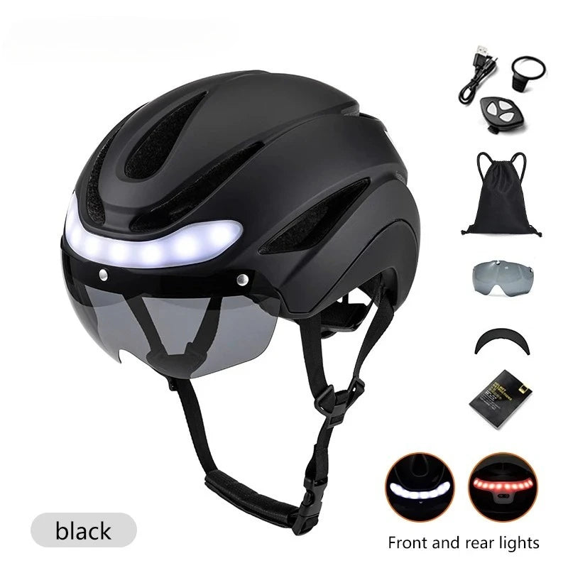 Horntour New Bicycle Helmet Road cycling bicycle helmet with led Men and Women Outdoor Sports Integrally Molded lightweight