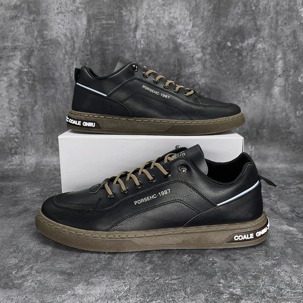 Men's Thick Sole Sneakers Designer Sports Shoes Fashion Casual Fiber Leather Breathable Height Increase Flat Thick Sole Shoes