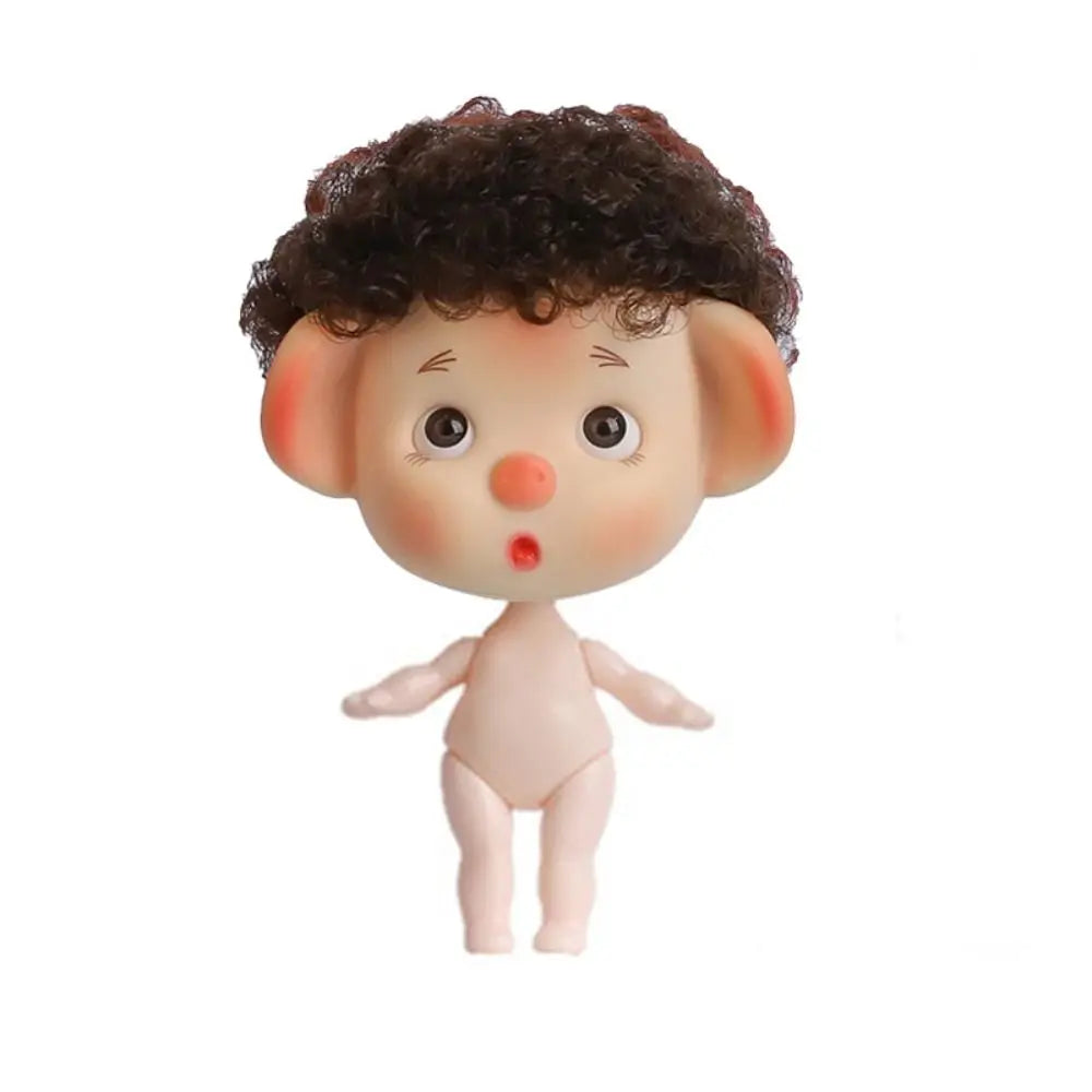 Beautiful 1/12 BJD Movable Joint Doll Body Toys Moveable Nude 12 Ball Jointed Doll Pig Head 3D Doll Head with Hair Gift