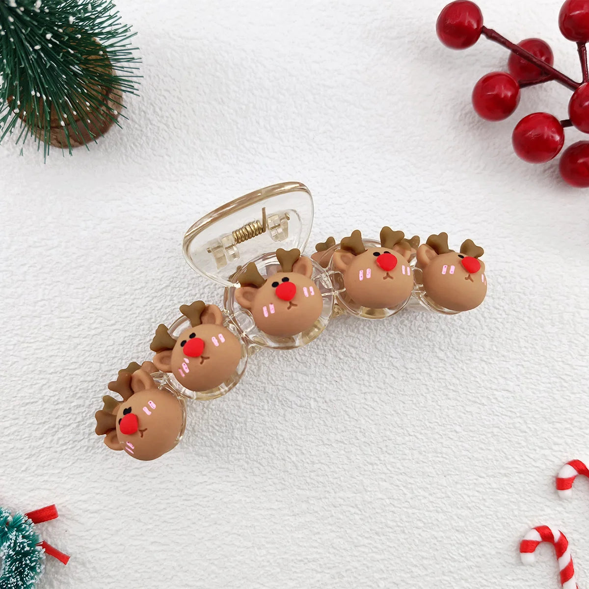 Christmas Transparent Acrylic Hair Clip New Cute Large Hair Claw Barrettes Santa Claus Hairpin Hair Accessories Headwear