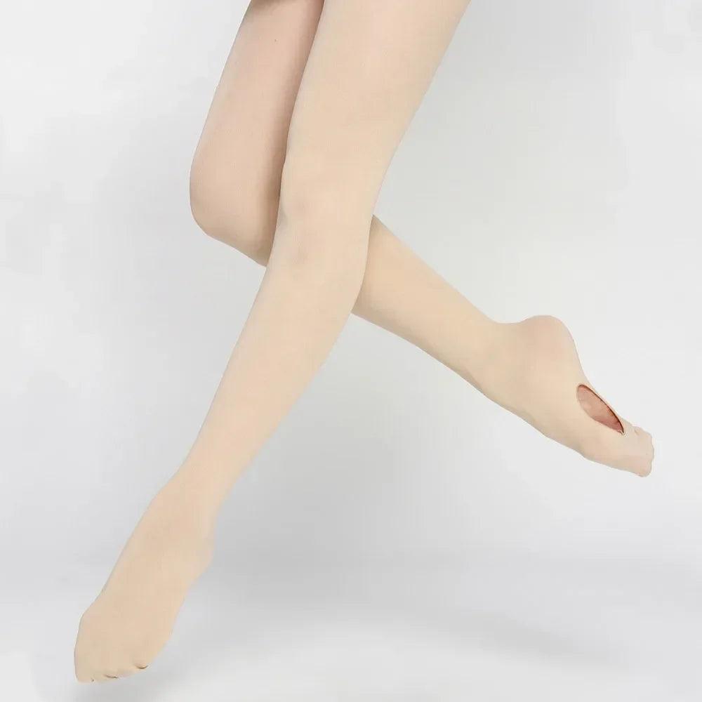 Adult Women Kids Footed Pantyhose for Dancing Elastic Waist Yoga Footless Tight Girls Stirrup Convertible Dance Ballet Tights