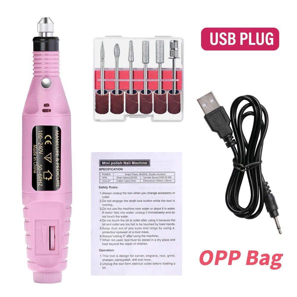 6 Color Portable Nail Polishing Machine NEW Nail Drill Machine Electric Nail Sander Nail Accessories Milling Cutter For Manicure