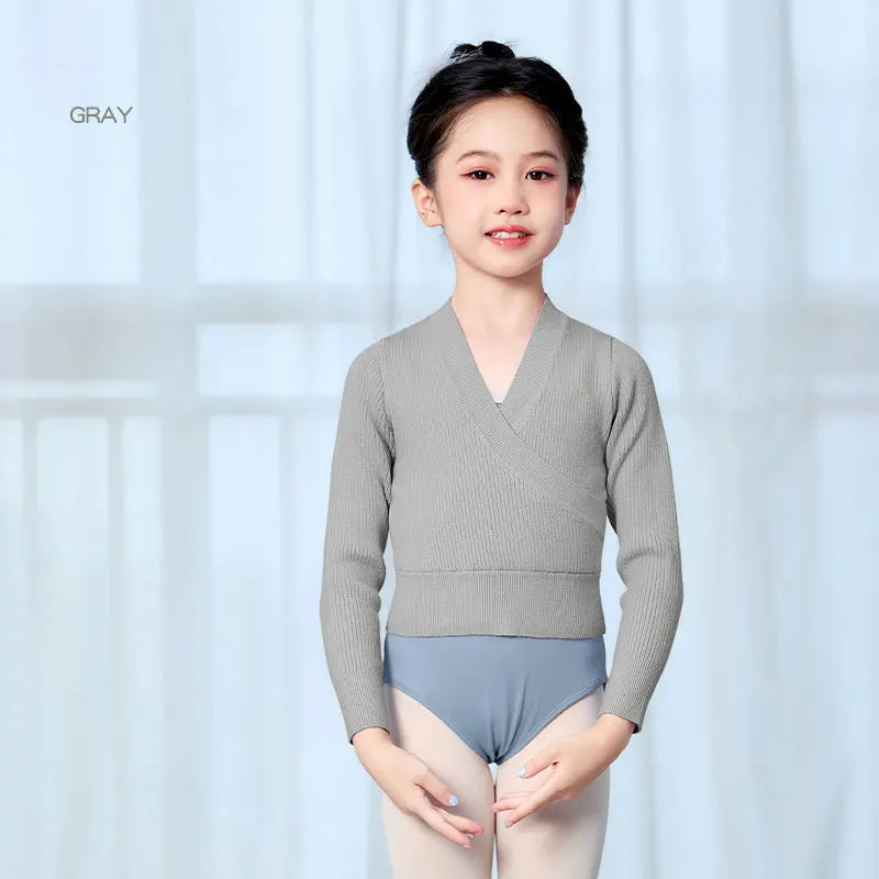 Girls Ballet Sweater Kids Ballet Tops Dance Knitwear Sweater Warm Thermal Dance Coat Boat Neck Knitted Jacket Dance Tops Girls