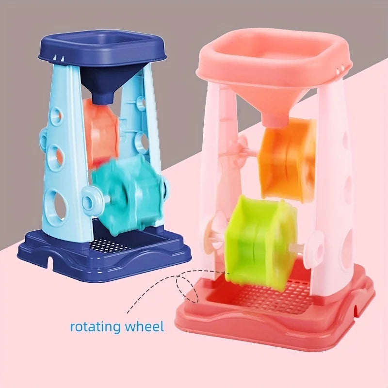 Beach Toy Set for Kids Sand Wheel Sand Bucket Scooter Shovel Rake Sailboat Hourglass Cute Molds Summer Outdoor Sandbox Sand Toys