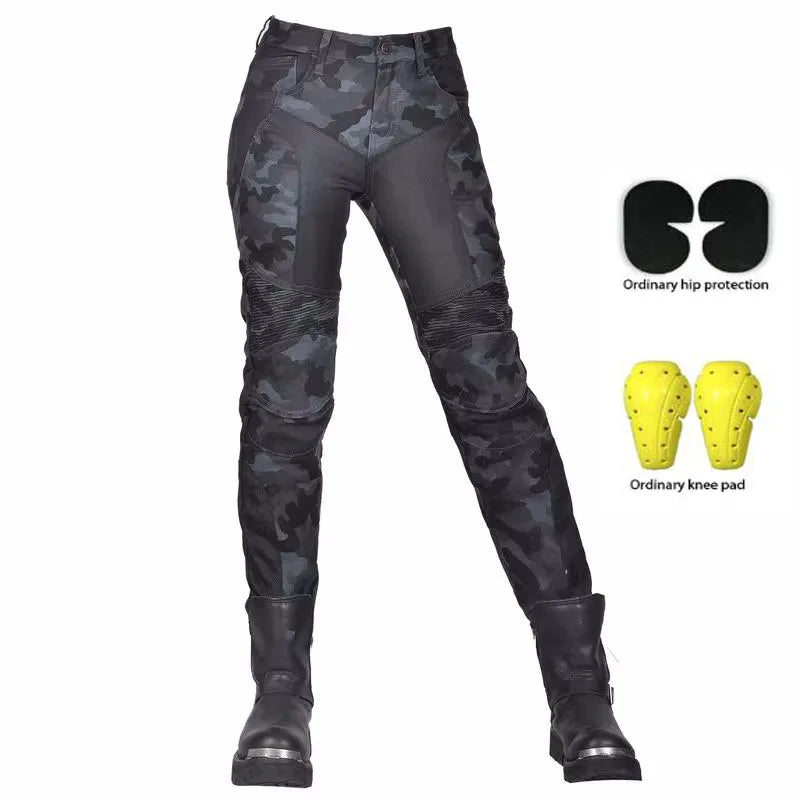 Camo Dual Spring Summer Riding Collection Classic Denim PK720 Motorcycle Female Pants Motocicleta Elastic Fit Jeans 4 Gears