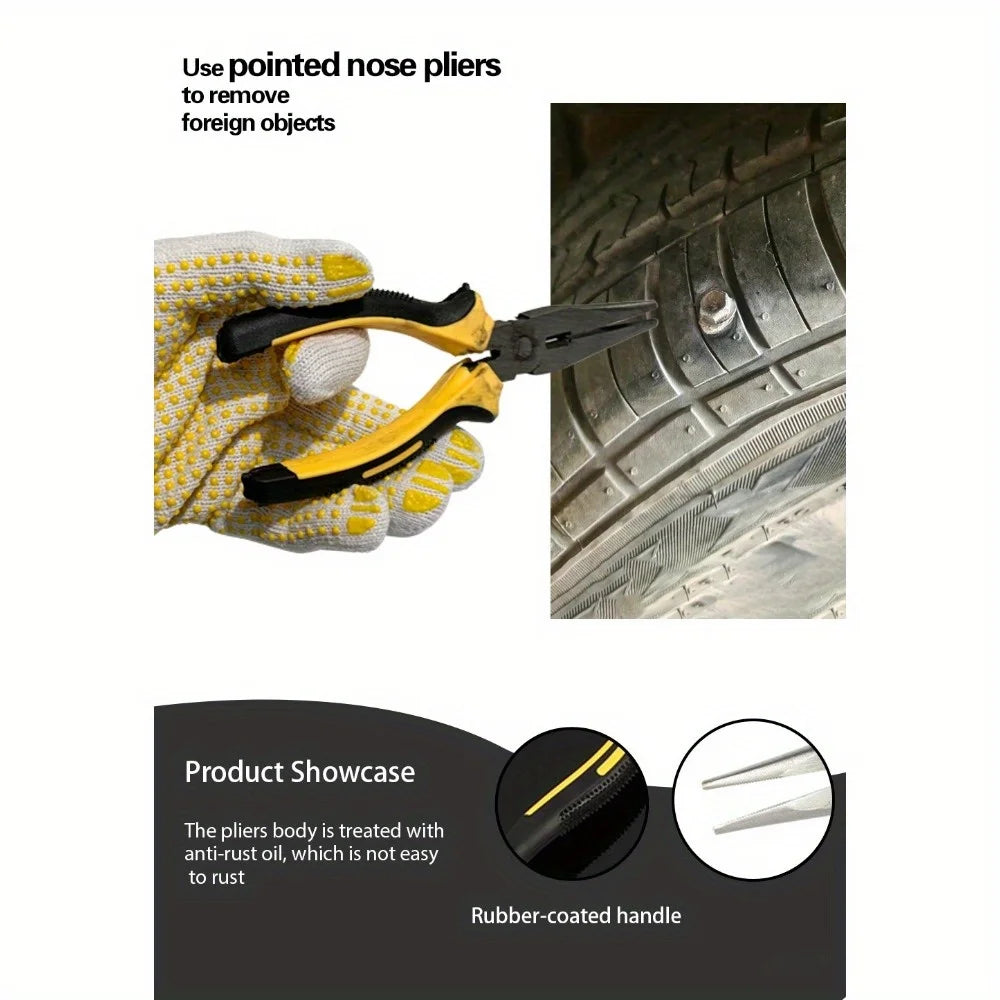 Ultimate Tire Repair Tool Kit - Emergency Puncture Fix with Tire Strips & Plug Tools for Cars, Motorcycles, Trucks, and Bicycles