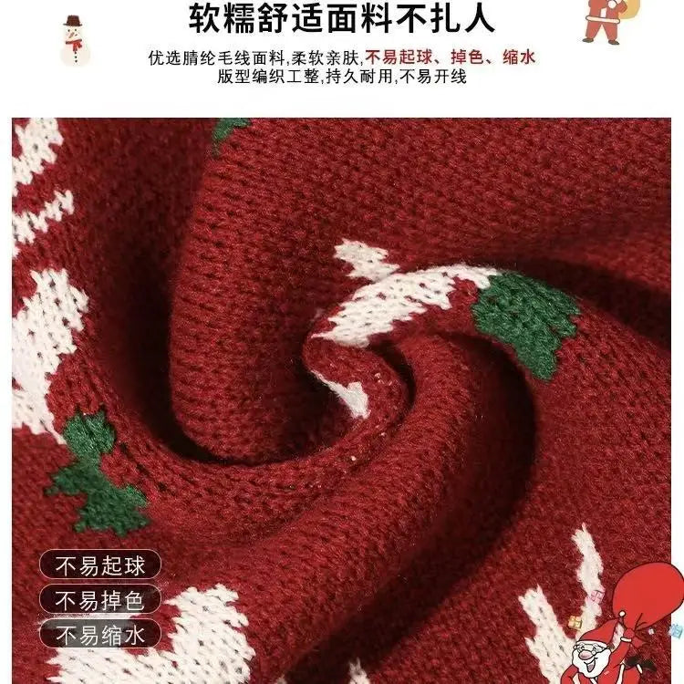 Christmas Reindeer Knitted Scarf Women Winter Warm Neck Warmer Soft Yarn Neck Wrap  Winter   Scarf