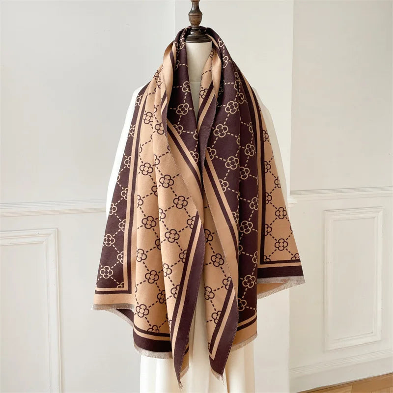 Luxury Brand Cashmere Women Plaid Scarf Winter Warm Shawl and Wrap Bandana Pashmina Female Foulard Square Thick Blanket Poncho