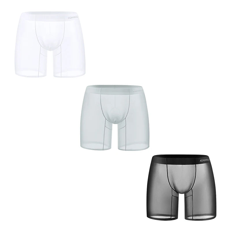 1/2/3 PCS Men's Ice Silk Boxers Transparent 0.01 Ultra-thin Fabric See Through Seamless Underwear antibacterial Boxer Shorts