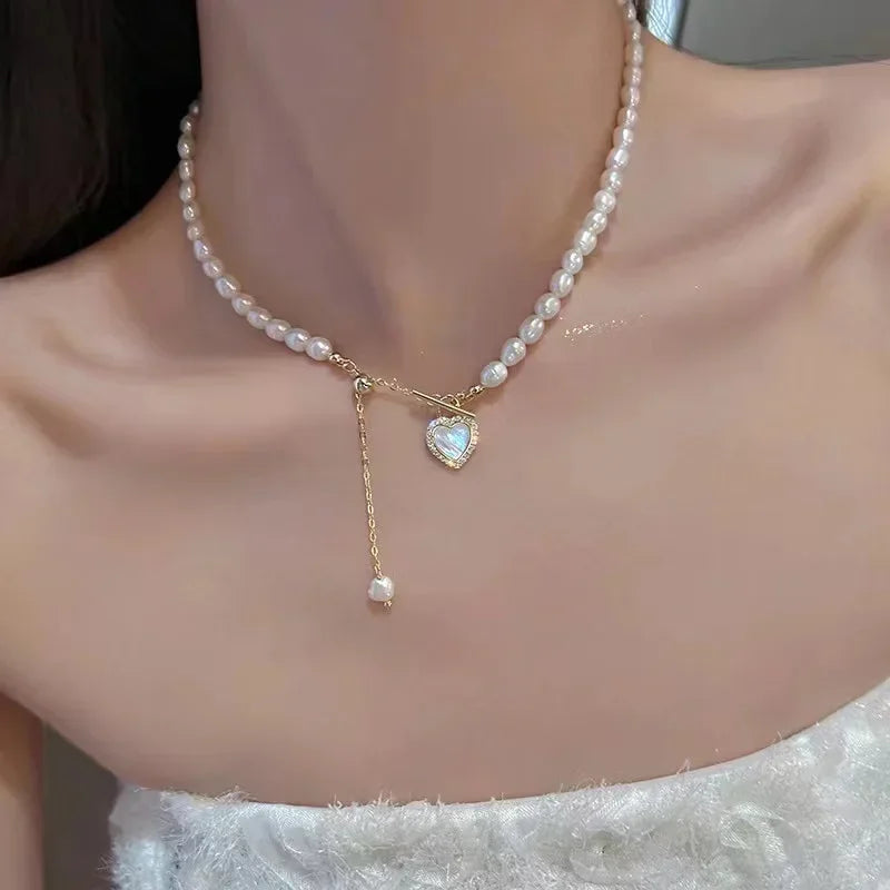 Stereoscopic Stainless Steel Will Not Fade Small Peach Heart  Golden Necklace for Women Love Heart Pendant Collarbone Chain Gift